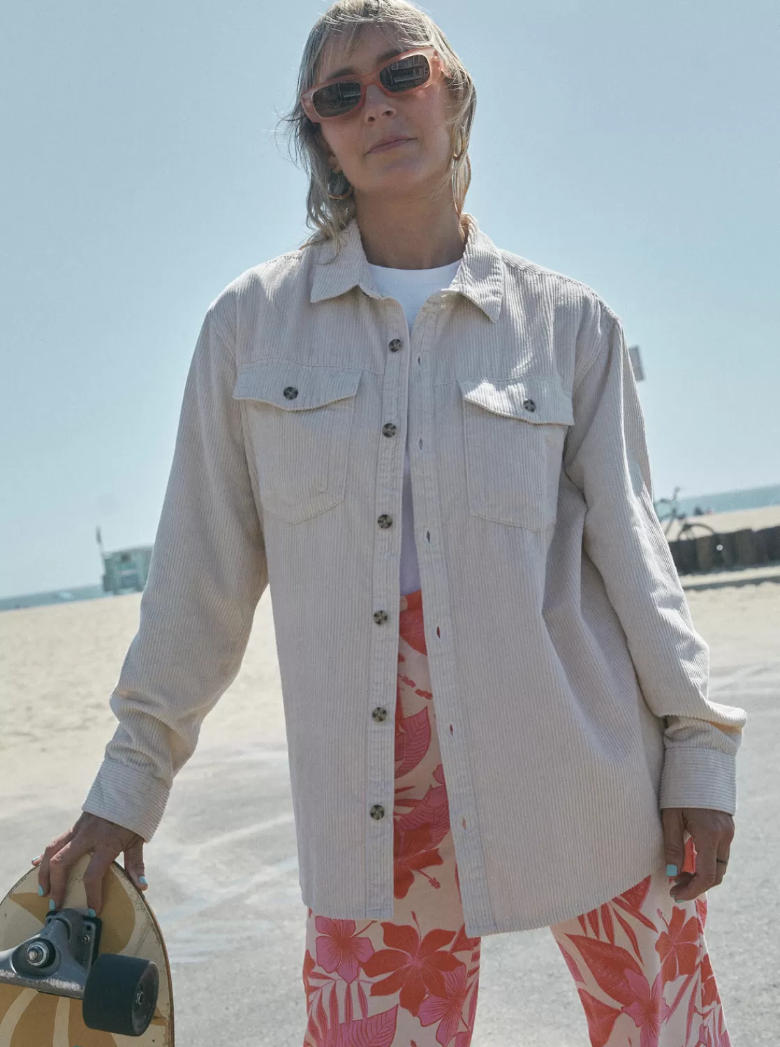 Let It Go Corduroy Long Sleeve Shirt-ROXY Sale