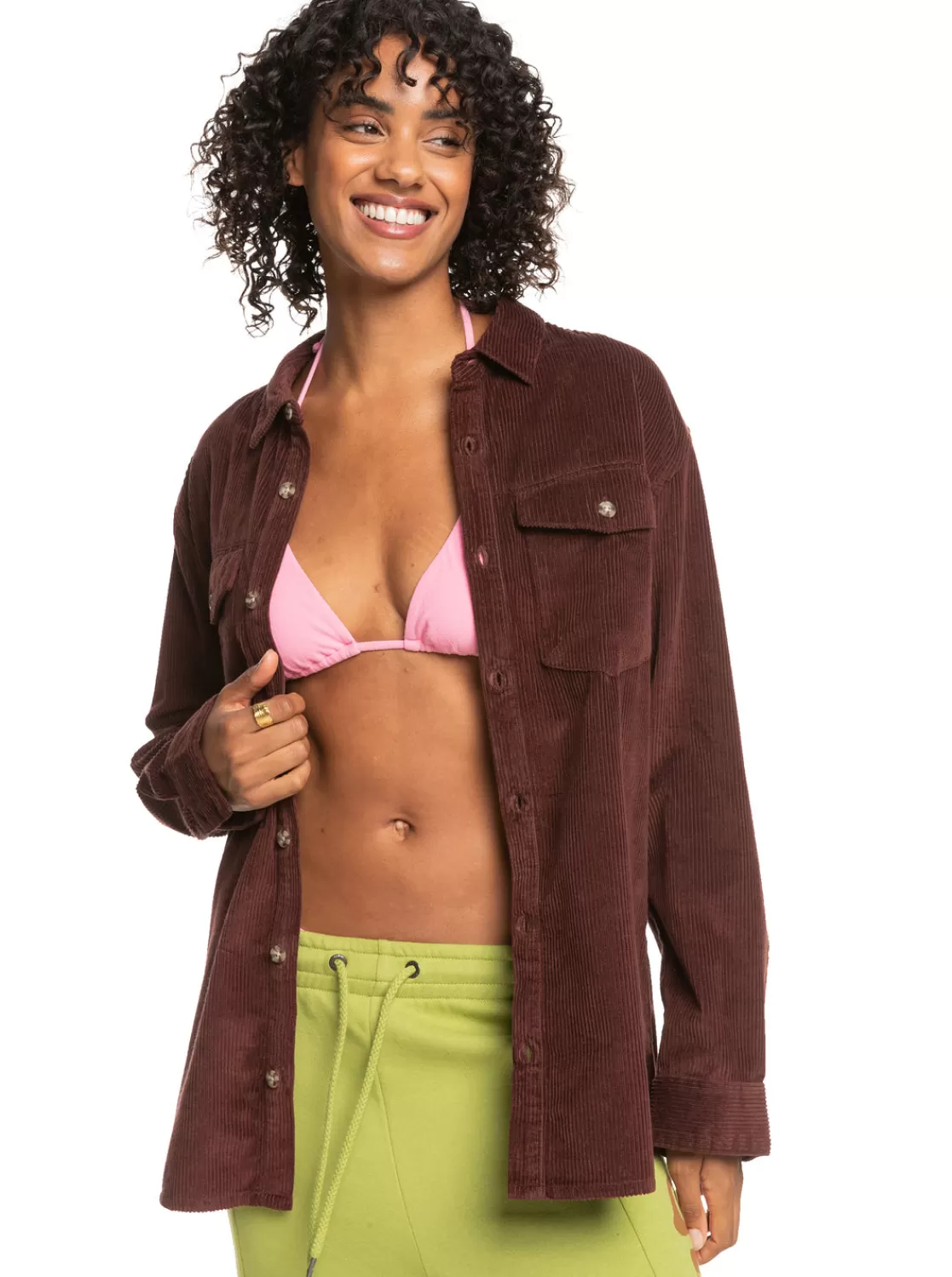 Let It Go Corduroy Long Sleeve Shirt-ROXY Cheap