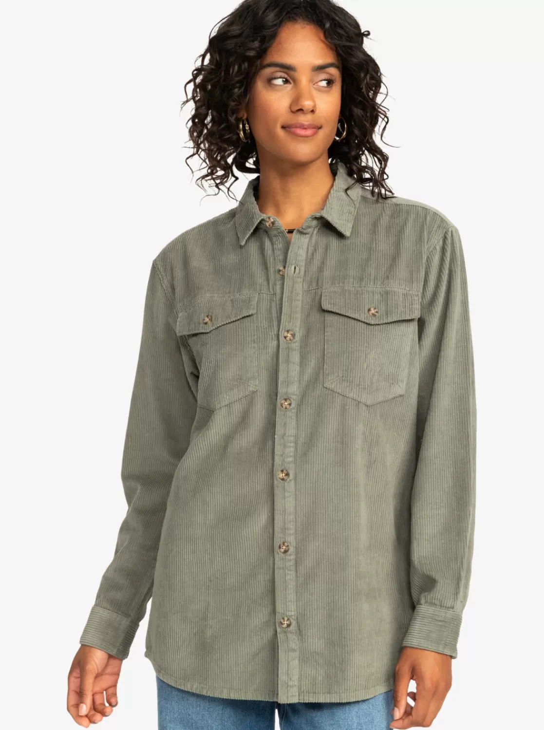 Let It Go Corduroy Long Sleeve Shirt-ROXY Sale