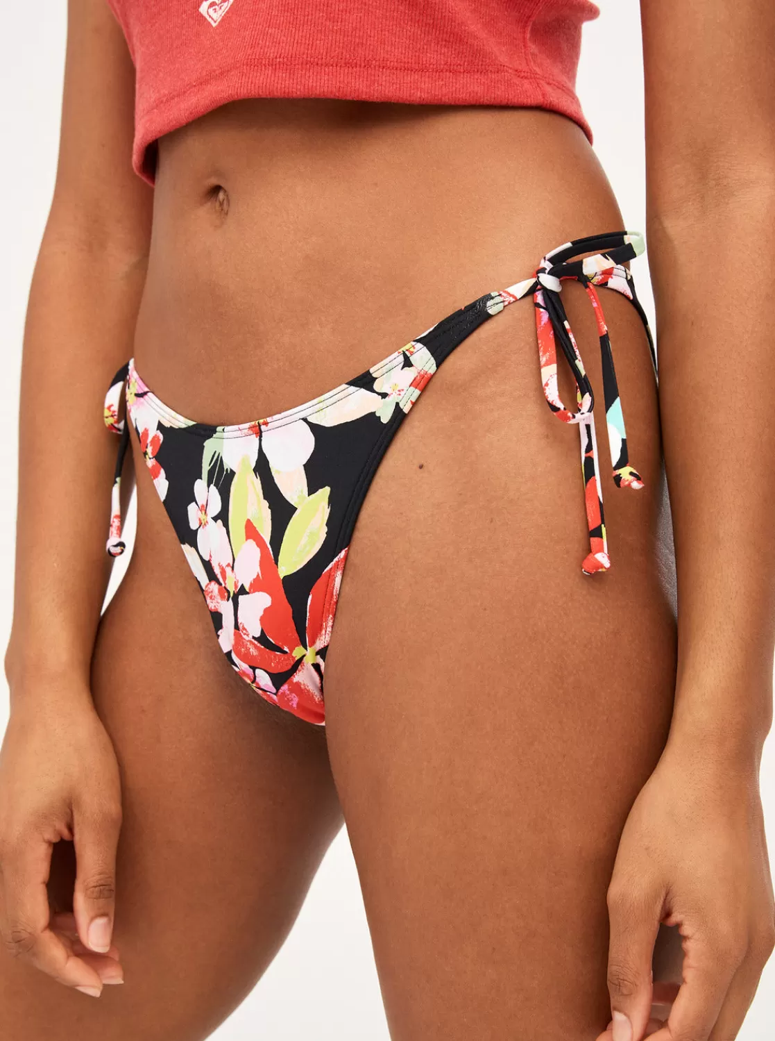 Printed Beach Classics Tie Side High Leg Cheeky Bikini Bottoms-ROXY Hot